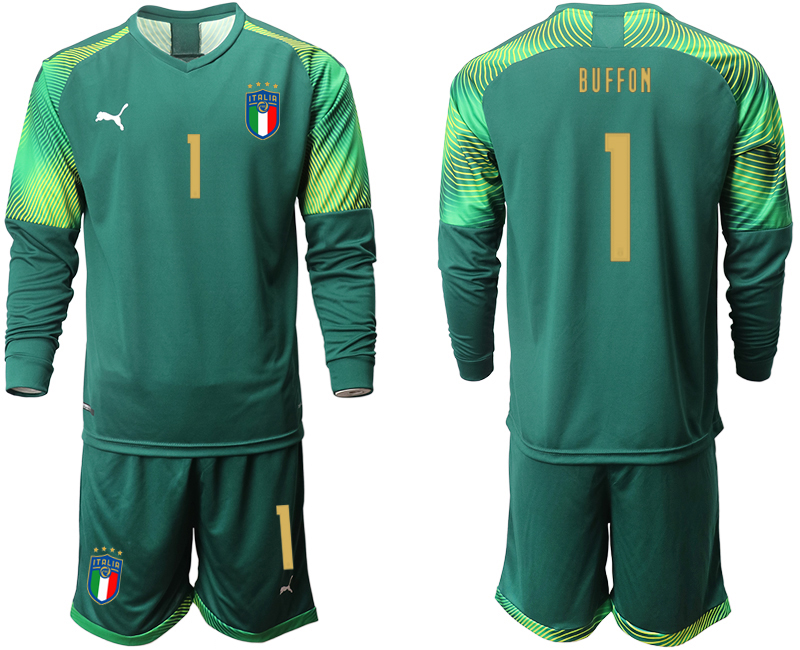 Cheap Men 2021 European Cup Italy Dark green long sleeve goalkeeper 1 soccer jerseys